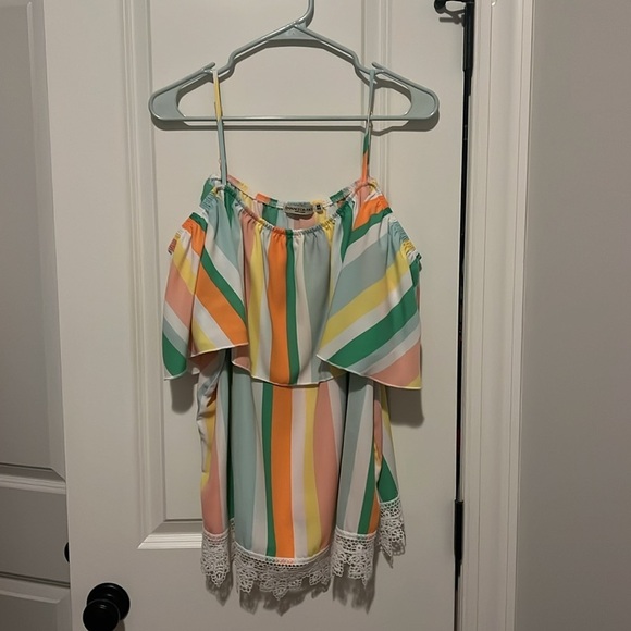 Chance Or Fate Women’s Plus Size 2X Striped Off The Shoulder Flutter Top NWOT - Picture 5 of 10